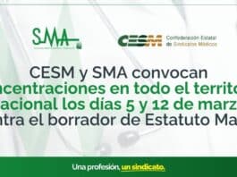 CESM y SMA convocan concentraciones en toda España el 5 y 12 de marzo contra el borrador del Estatuto Marco