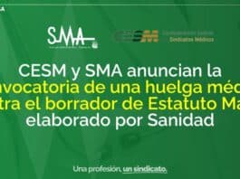 CESM y SMA convocan huelga médica en protesta por el borrador del Estatuto Marco del Ministerio de Sanidad