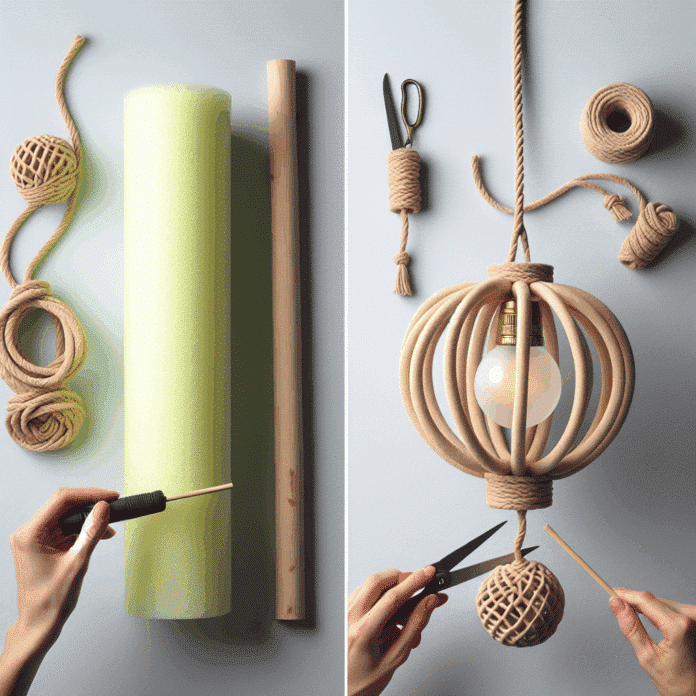 Crea una Lámpara Colgante Chic con Flotadores de Piscina y No lo sabía, pero con un poco de cuerda natural puedo convertir un churro de piscina en una elegante lámpara colgante