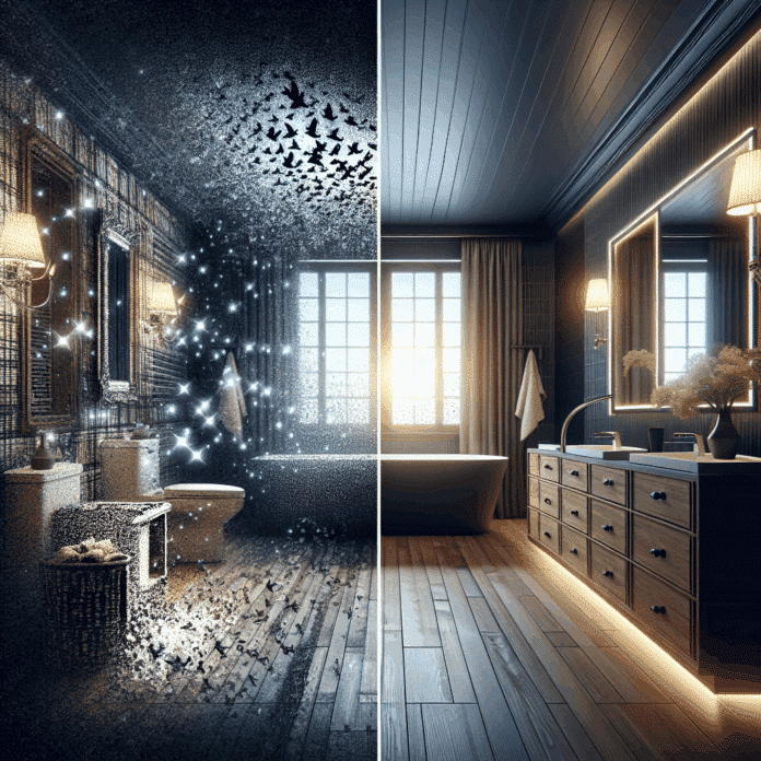 De Baño Abandonado a Santuario Moderno: Una Transformación Asombrosa La brutal transformación de un cuarto de baño triste y viejuno