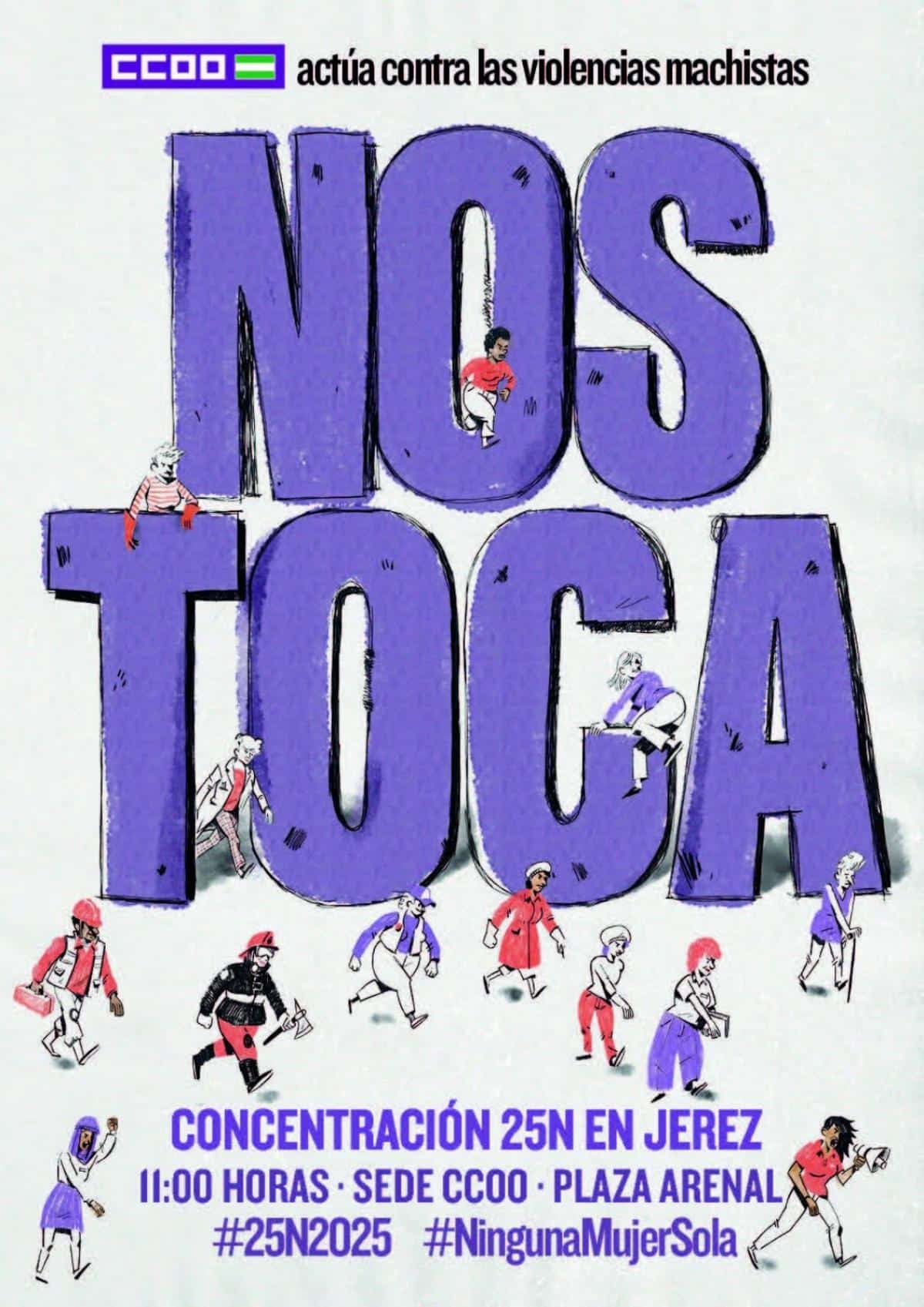 CCOO ha convocado concentraciones a las puertas de los locales sindicales de Algeciras y Jerez, en conmemoración del Día Internacional por la Eliminación de la Violencia contra las Mujeres 2025