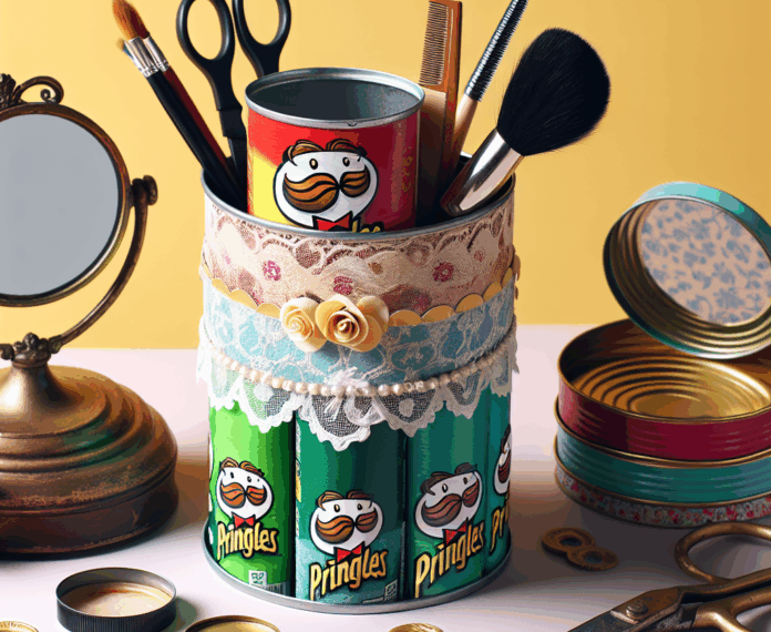 ¿Sabéis esos botes de aspecto vintage que todos buscamos para ordenar el tocador o el baño, y que son carísimos? Pues se pueden hacer reciclando botes de Pringles