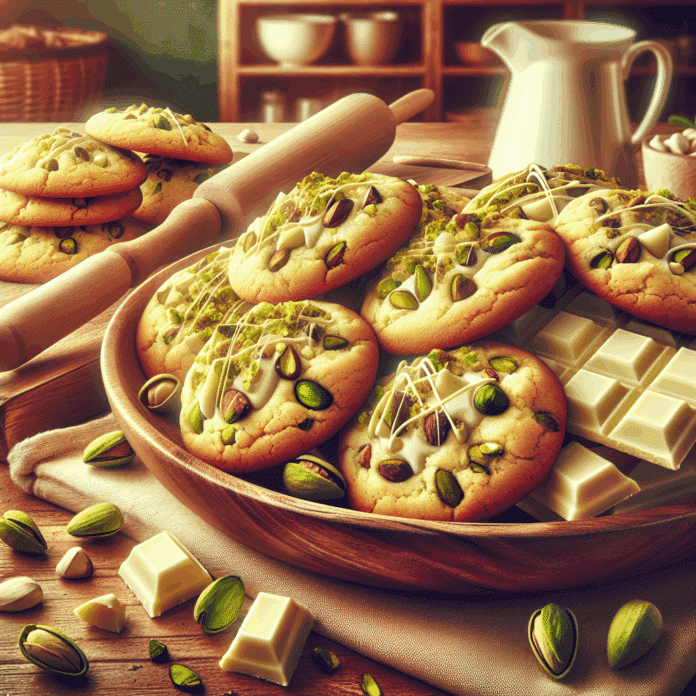 Deléitate con Cookies de Pistacho y Chocolate Blanco en Solo 30 Minutos 1 Cookies de pistacho y chocolate blanco, deliciosas en 30 minutos