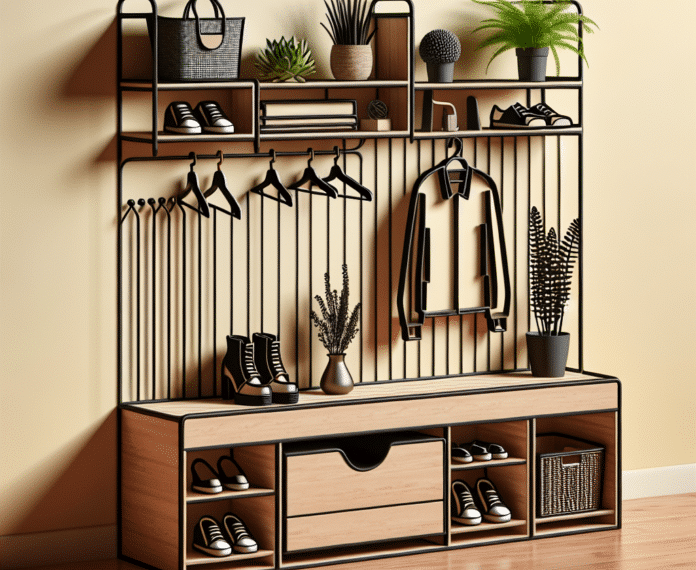 un banco con almacenaje, un zapatero y un perchero por poco más de 300 euros