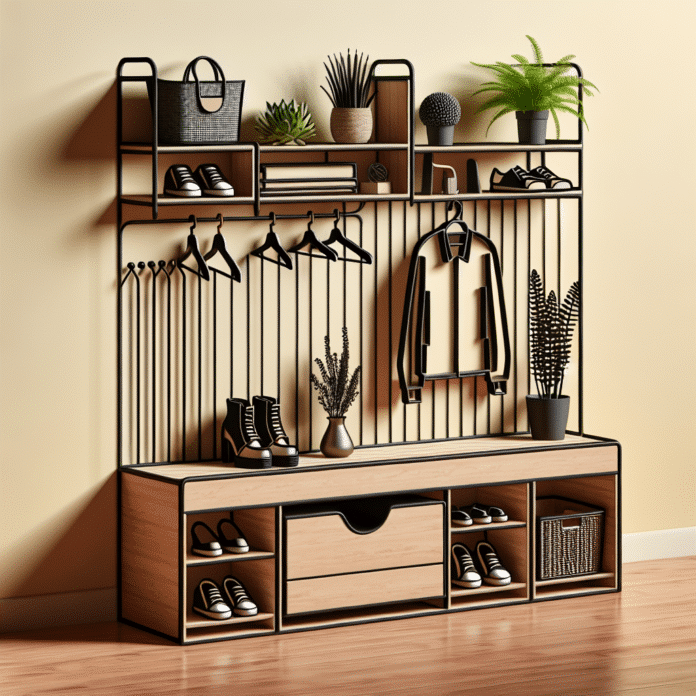 un banco con almacenaje, un zapatero y un perchero por poco más de 300 euros