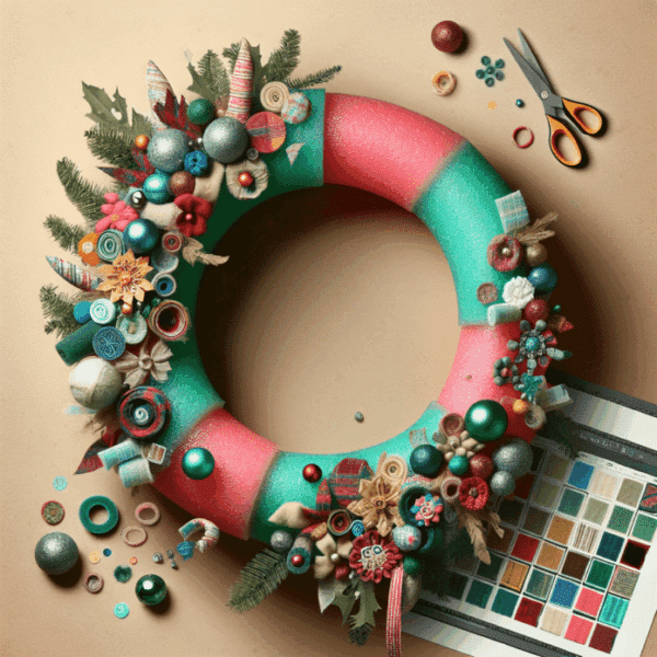 Cómo hacer una corona de Navidad usando un viejo churro de piscina y retales de tela: el resultado es espectacular