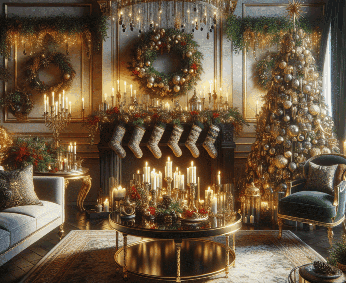 Decoración navideña elegante en el hogar