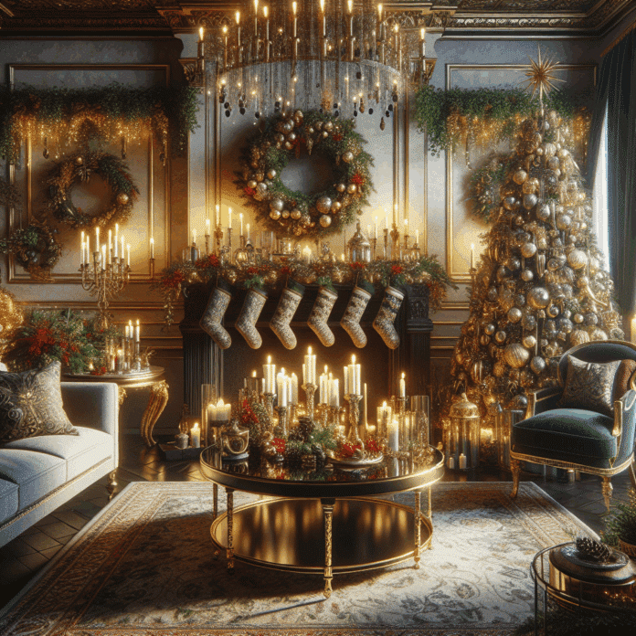 Decoración navideña elegante en el hogar