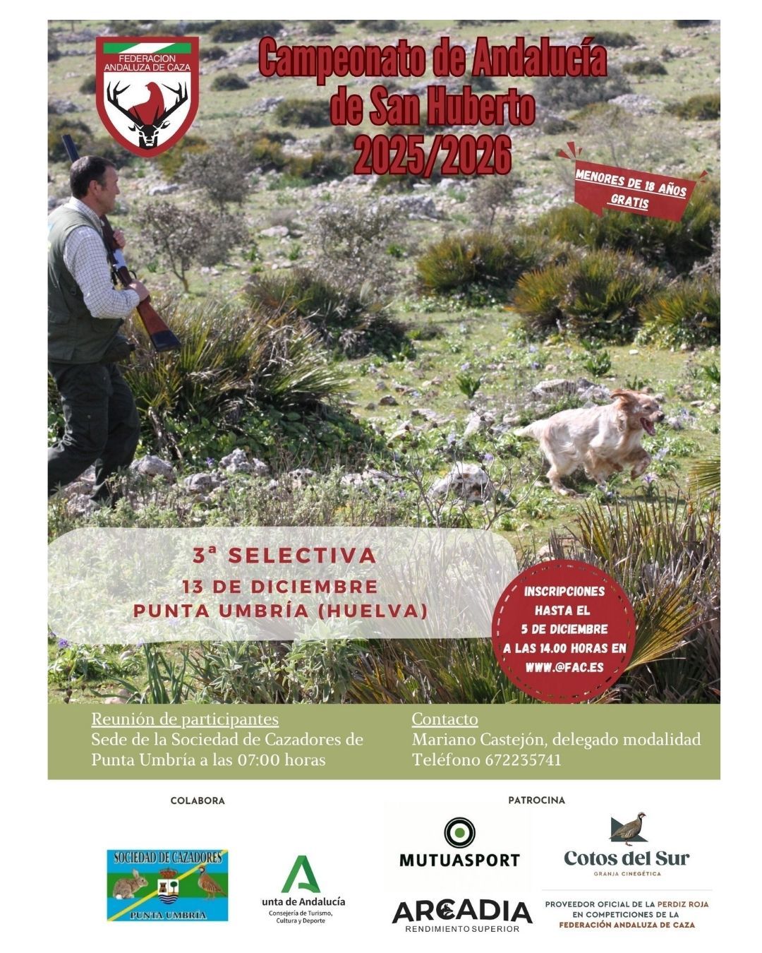 El Andaluz de San Huberto se traslada a Punta Umbría este sábado para su tercera selectiva - Federación Andaluza de Caza 1 El Andaluz de San Huberto se traslada a Punta Umbría este sábado para su tercera selectiva - Federación Andaluza de Caza