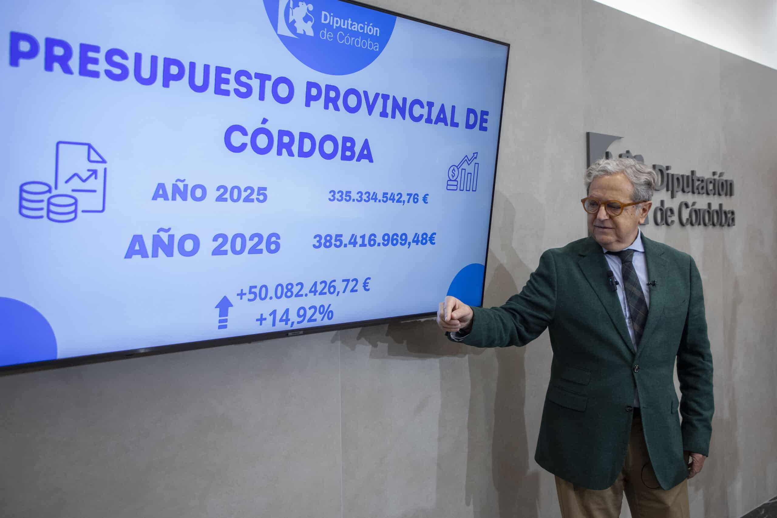 El Presupuesto de la Diputación para 2026 Aumenta un 14,92% y Supera los 385 Millones de Euros 1 El Presupuesto de la Diputación para 2026 Aumenta un 14,92% y Supera los 385 Millones de Euros