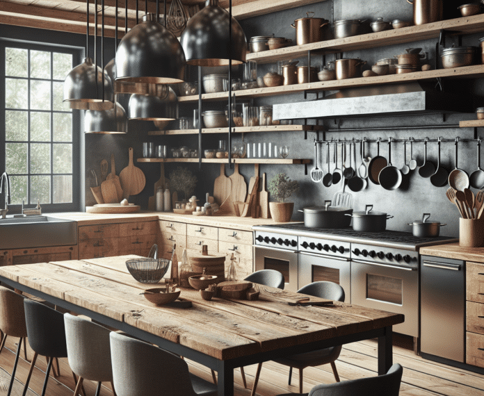 cocinas rústicas modernas con isla central