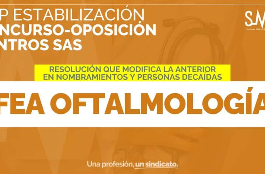 Resolución de Modificación del Nombramiento de Personal Estatutario Fijo en el Concurso-Oposición para Facultativos Especialistas de Área en Oftalmología (Centros SAS)