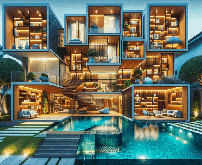 La casa de Marc Márquez en la exclusiva urbanización La Finca de Madrid tiene una piscina de dos alturas y una enorme estantería que impacta por su diseño