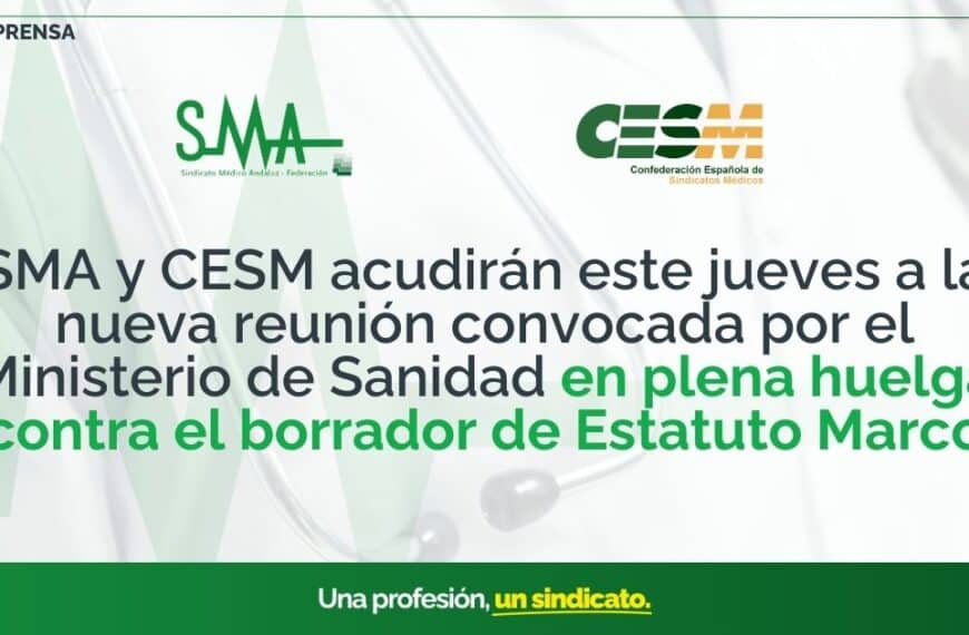 SMA y CESM asisten este jueves a reunión del Ministerio de Sanidad en medio de huelga contra el borrador del Estatuto Marco