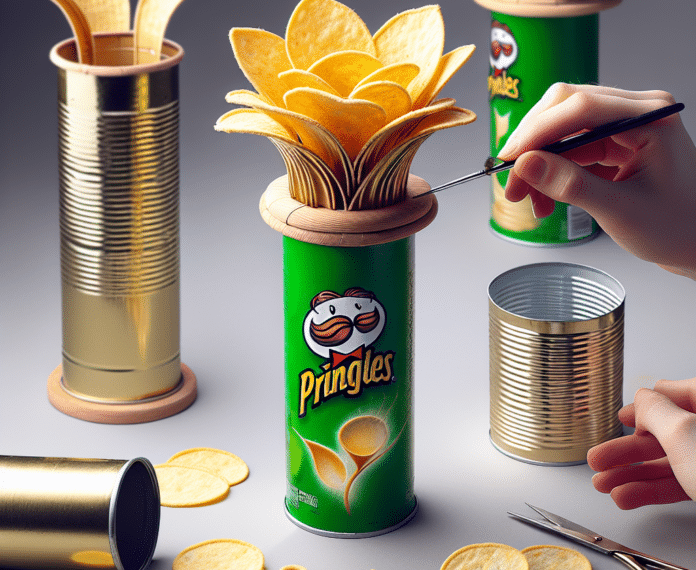No lo sabía, pero si reutilizas el bote de patatas Pringles, puedes hacer este precioso jarrón como decoración del hogar