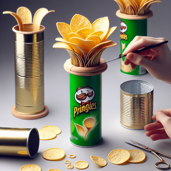 Transforma tu Bote de Pringles en un Elegante Jarrón Decorativo para tu Hogar 1 No lo sabía, pero si reutilizas el bote de patatas Pringles, puedes hacer este precioso jarrón como decoración del hogar