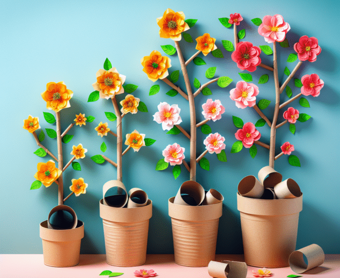 No los tires, recicla los tubos de papel higiénico y conviértelos en una pequeña maceta de flores