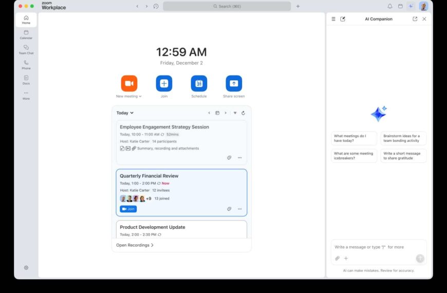 Zoom Revoluciona Workplace con una Experiencia ‘AI-first’ e Introduce AI Companion 3.0 para Impulsar la Productividad Diaria