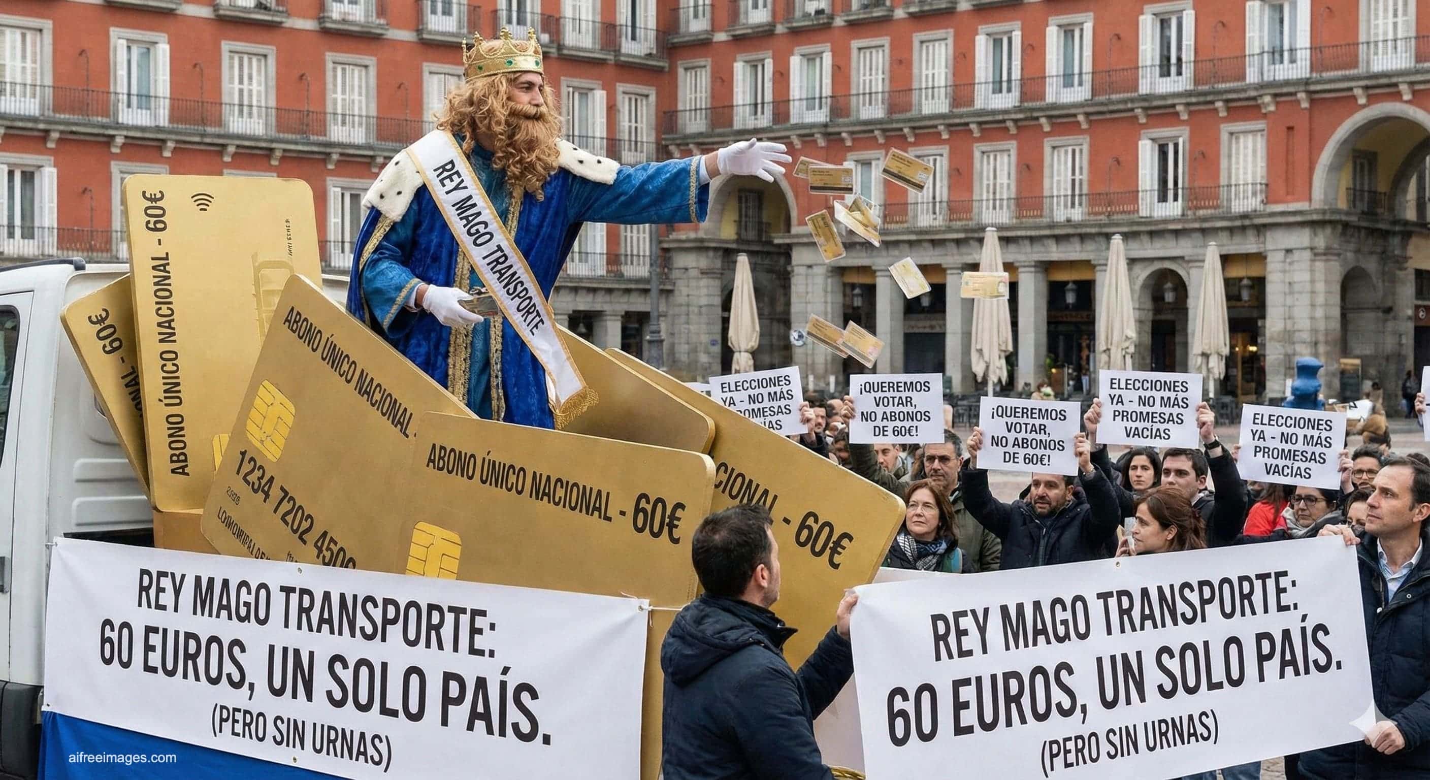El “Rey Mago Sánchez” promete un abono único de transporte por 60 € al mes: lo que incluye, lo que deja fuera y quién pagará la factura 1 rey mago sanchez transporte ancional aifreeimages