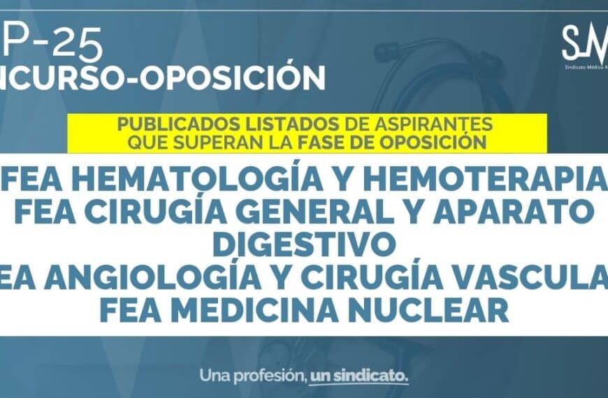 Publicación de Listados de Aspirantes que Superan la Fase de Oposición en Varias Categorías - OEP 25