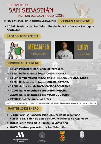 Algarrobo inicia este fin de semana las fiestas de San Sebastián, en las que premiará a AFADINE, Proyecto 675 y María del Carmen Navas