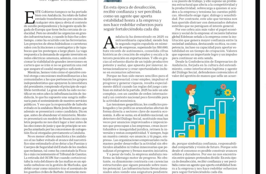 Balance 2025 y Desafíos del Tejido Empresarial Andaluz: Tribuna de Javier González de Lara en el Diario ABC