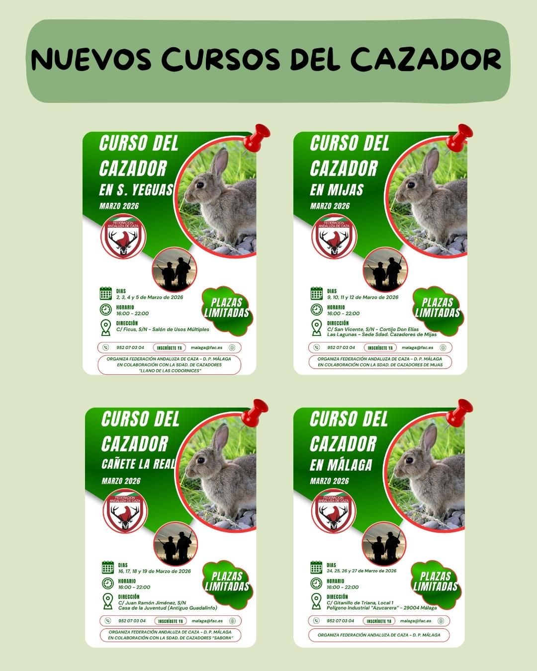 Cursos del Cazador en Marzo: Sierra de Yeguas, Mijas, Cañete la Real y Málaga como Sedes 1 Cursos del Cazador en Marzo: Sierra de Yeguas, Mijas, Cañete la Real y Málaga como Sedes