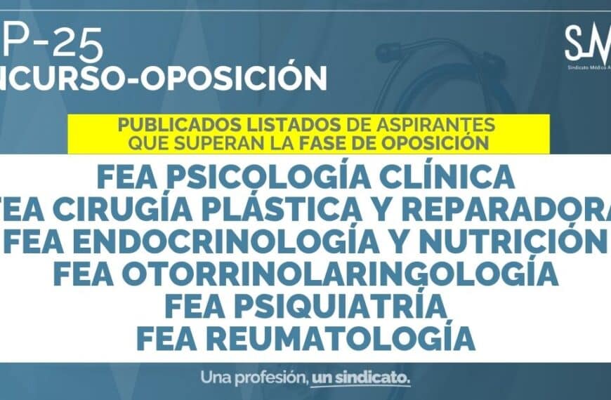 Publicación de Listados de Aspirantes que Superan la Fase de Oposición en Varias Categorías - OEP 25