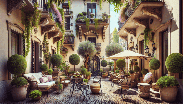 Decoración de terrazas en Milán estilo italiano