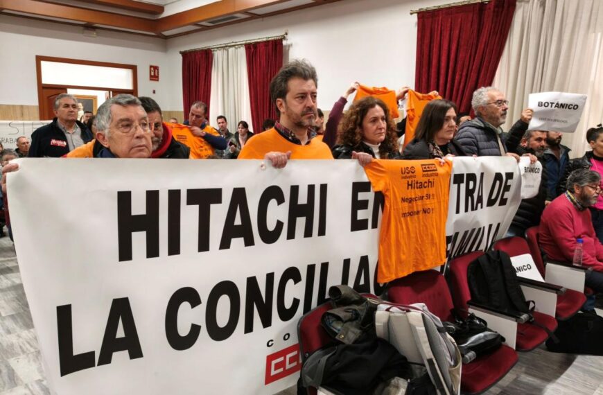 Representación de los trabajadores de Hitachi en el Pleno del Ayuntamiento de Córdoba.