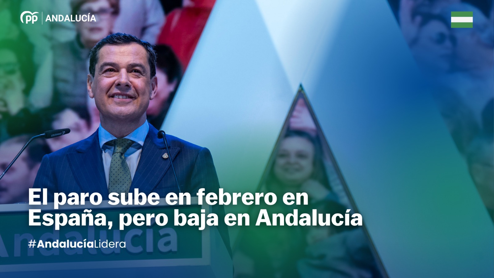 Andalucía Refuerza su Liderazgo en Empleo con la Mayor Caída del Paro del País, a Pesar de ser la Comunidad Peor Financiada en Políticas Activas 1 Juanma Moreno empleo febrero
