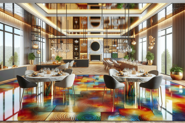 un piso luminoso lleno de color con dos comedores para recibir a amigos y familiares