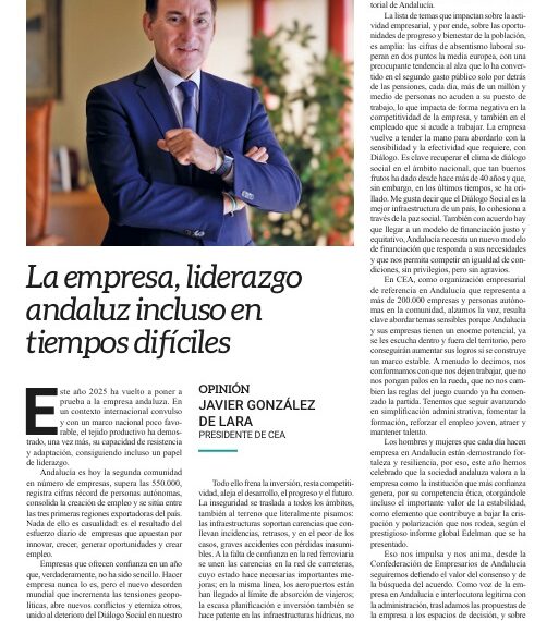 Javier González de Lara en Tribuna de Andalucía: "La Empresa Andaluza Lidera con Éxito Incluso en Tiempos Difíciles"