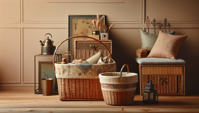 Transforma tu Espacio: Un Toque Vintage de Elegancia para tu Hogar 1 la cesta de almacenaje de Mango Home que recuerda a los costureros que tenían nuestras abuelas, y es ideal para decorar el salón o el dormitorio