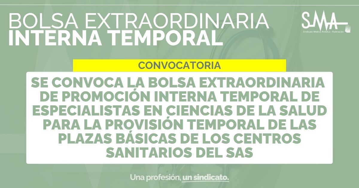Convocatoria de Bolsa Extraordinaria para Promoción Interna Temporal de Especialistas en Ciencias de la Salud en el SAS
