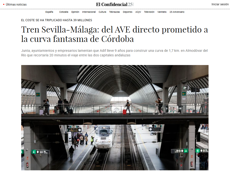 Javier González de Lara, Presidente de CEA, Exige Cumplimiento de Plazos del AVE Sevilla–Málaga en El Confidencial 1 Javier González de Lara, Presidente de CEA, Exige Cumplimiento de Plazos del AVE Sevilla–Málaga en El Confidencial