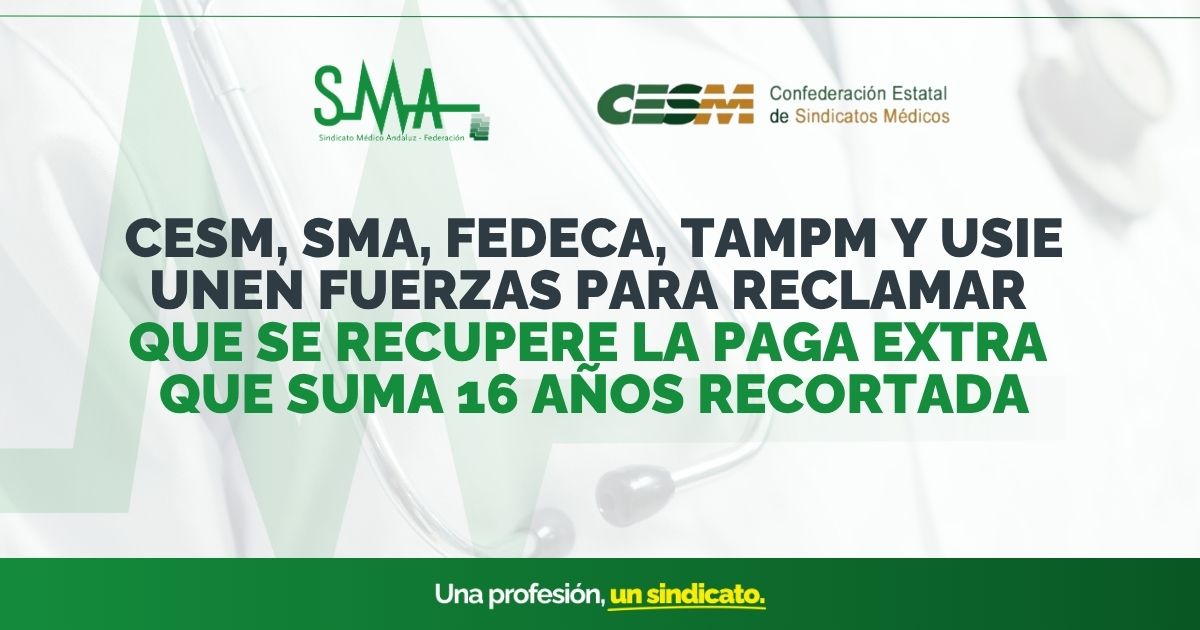 CESM, SMA, FEDECA, TAMPM y USIE se unen para exigir la recuperación de la paga extra recortada durante 16 años 1 CESM, SMA, FEDECA, TAMPM y USIE se unen para exigir la recuperación de la paga extra recortada durante 16 años