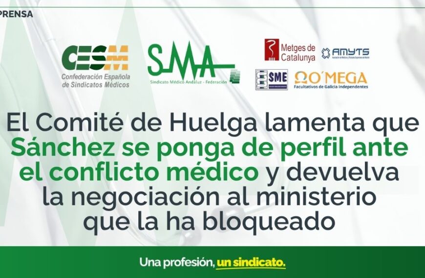 El Comité de Huelga critica a Sánchez por eludir el conflicto médico y reintegrar la negociación al ministerio que la bloqueó