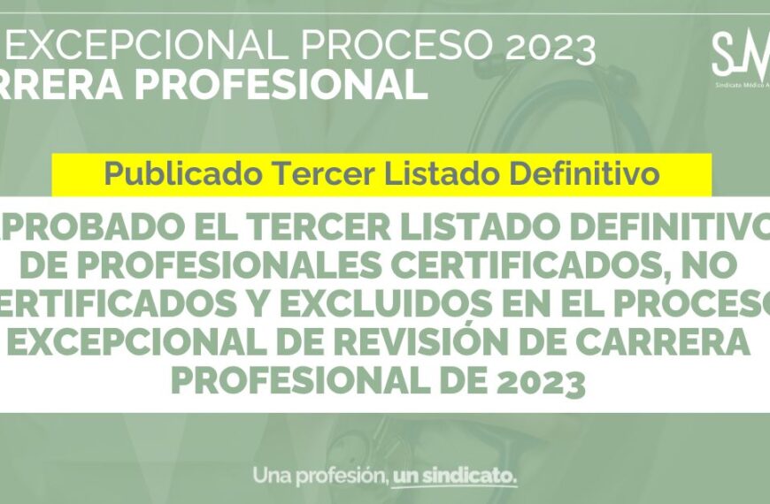 Publicación del Tercer Listado Definitivo del Proceso Excepcional de Carrera Profesional 2023