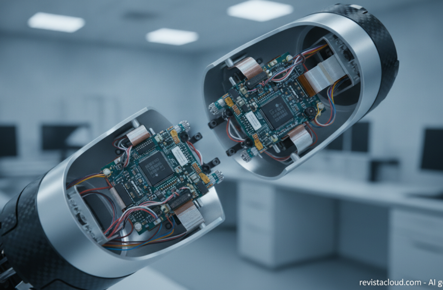 Articulación de un robot humanoide con placas electrónicas y chips de control de motor